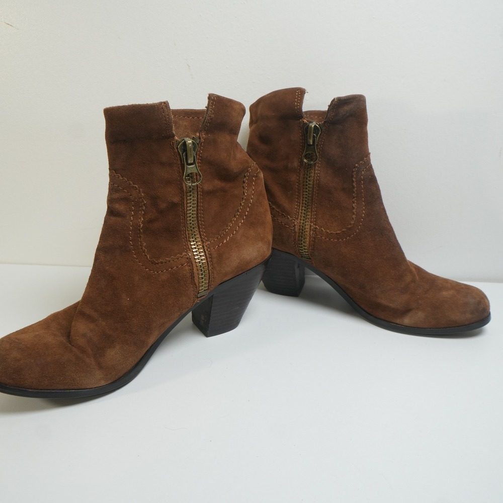 Brown Suede Fringe Ankle Boots - Picture 2 of 12